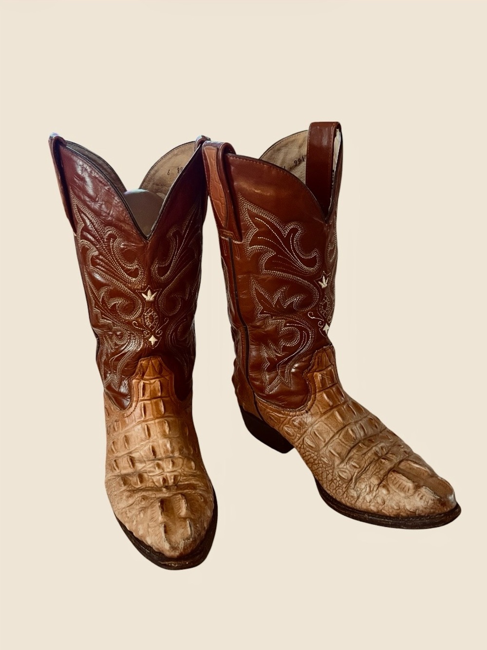 D ‘Jesus Y2K Women’s Two-Tone Brown Ostrich Leather Western Cowboy Boots 7.5